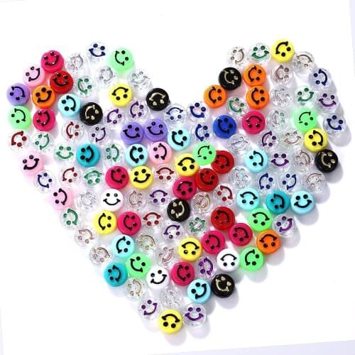 6*10mm Plastic Smiley Beads For Jewelry Making DIY Accessories for Jewelry Rondelle Acrylic Loose Spacer Beads 50pcs/lot