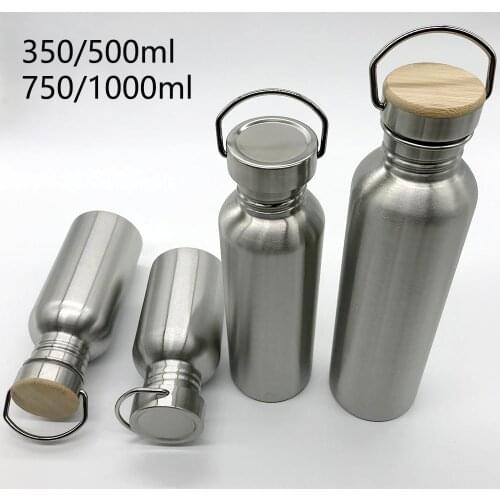 Portable Stainless Steel Water Bottle with handle 1000ml/500ml/350ml Sports Flasks Travel Cycling Hiking Camping Bottle BPA Free