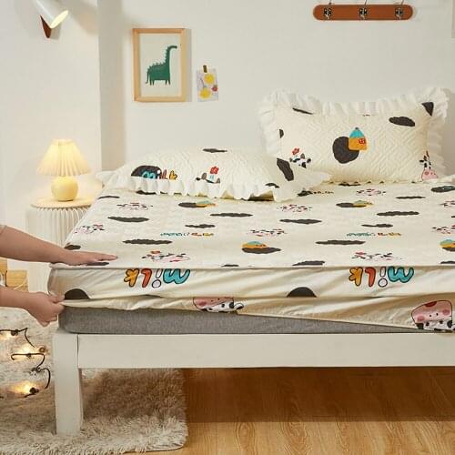 100% Pure Cotton Fitted Bed Sheet Mattress Single Twin Colorful Flowers Cartoon Bed Sheet with Elastic Bottom Sheet Cotton