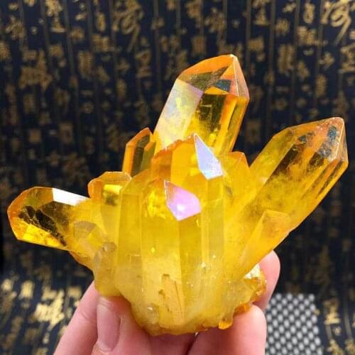 35-120g A rare and beautiful cluster of yellow reiki quartz crystals