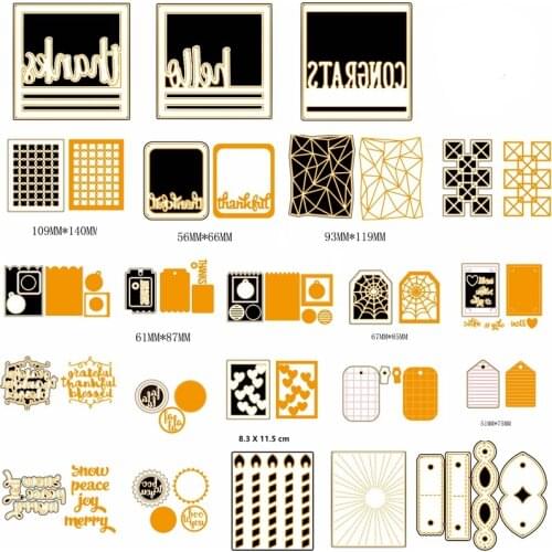 Letter Square Round Grid Heart Pattern Frame Metal Cutting Dies DIY Make Cards Csrapbook Craft Template Decorate Album Photo New