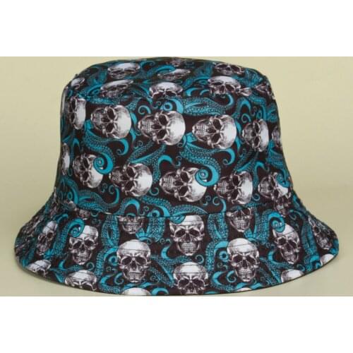 Cartoon Skull Fisherman Hat Print Flowerpot Hat Hip Hop Sun Hat Outing Hat Men And Women Summer Sun Caps