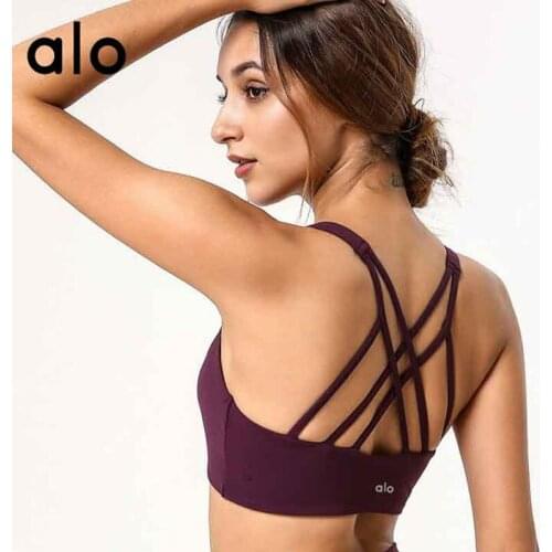 ALO Push Up Sports Bra Women Cross Straps Wireless Padded Comfy Gym Bra Yoga Underwear Active Wear Workout Fitness Top -40