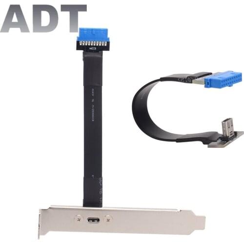 Type C USB3.1 Front Panel Socket USB 3.0 19Pin 20Pin to TYPE-C USB C Adapter Extension Cable with PCI Bracket Baffle For ITX A4