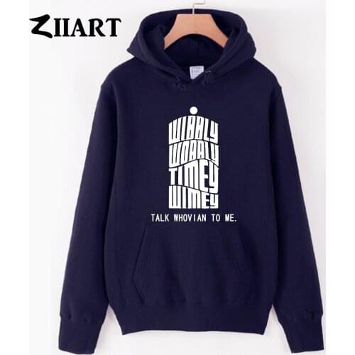 Doctor Who Tardis Wibbly Wobbly Timey Wimey Talk Whovian to me girls woman female autumn winter cotton fleece hoodies