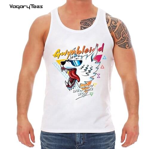 Hungry Like The White Wolf Print Tank Tops Waistcoat Sleeveless Casual top Vintage Hip hop Design Streetwear Tops