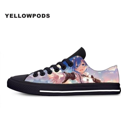 Womens Shoes Re:0 Anime Hot CoolEmilia Rem Women Platform Shoes Woman Lady Flats Fall Casual Black White Shoes