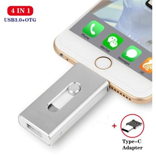 USB Flash Drive for iphone 12 12mini X/8 Plus/8/7/6 Plus OTG USB Memory Stick with Type C Adapter pendrive 16gb 32gb 64gb 128gb