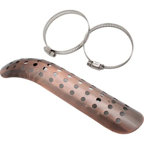 Bronze Color Motorcycle Hollow Style Curved Exhaust Muffler Pipe Heat Shield Cover Guard Protector Universal for Honda Harley