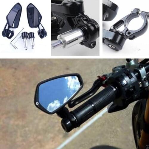 1 Pair 7 / 8 "22mm Universal Motorcycle Modified Aluminum Alloy Rearview Mirror Black Handle Rod End Side Rearview Mirror