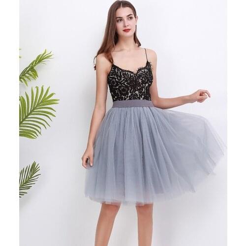 New Puffty Layered TUTU Tulle Skirts Womens High Waist Midi Knee Length Chiffon Skirt Jupe Female Tutu Skirts Faldas Saia