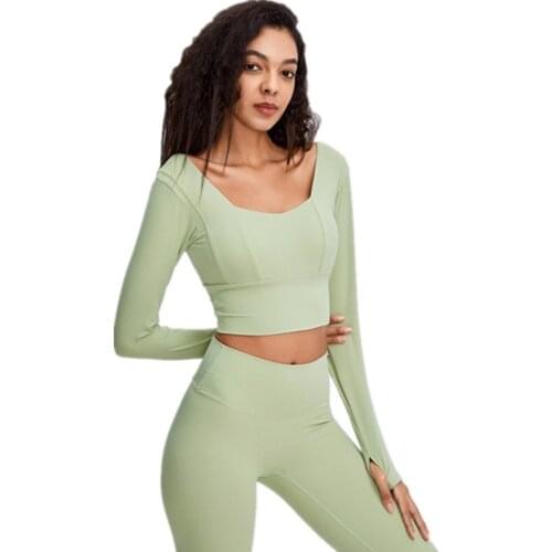 Women New Long Sleeve Sports T-shirts Gym Tight Stretch Training Running Quick Dry Fitness Comfortable Yoga Top With Chest Pad