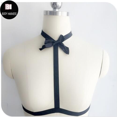 Goth Body Harness sexy Lingerie Cage Bra Rave Bondage Lingerie Suspender Belt Bow Women Body Harness Bra