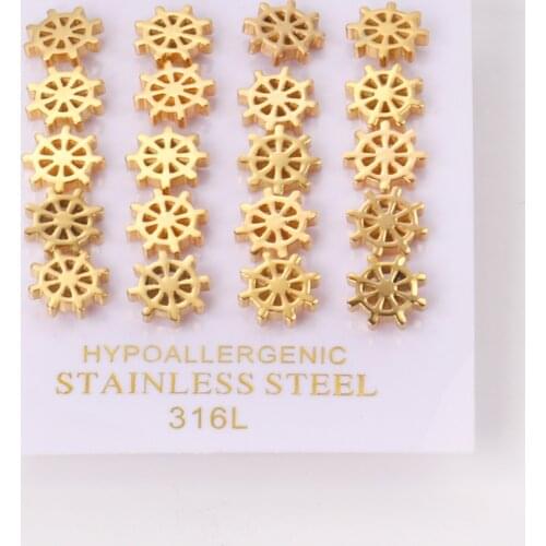 10 Pairs Rudder Stud Earrings Stainless Steel Ear Stud Gold Fashion Popular Jewelry Accessories For Women/Girl Daily Wear