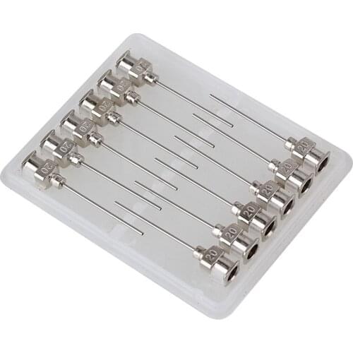 12pcs 1Inch 20Gauge Silver Industrial Stainless Steel Glue Dispensing Needle Tips