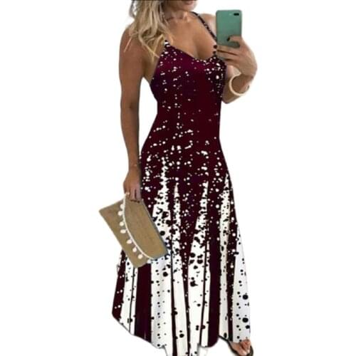 5XL Plus Size Women Maxi Dress Summer Casual Sexy Boho Printed Long Dress Sleeveless V-Neck Women Clothes Dress Loose Vestidos