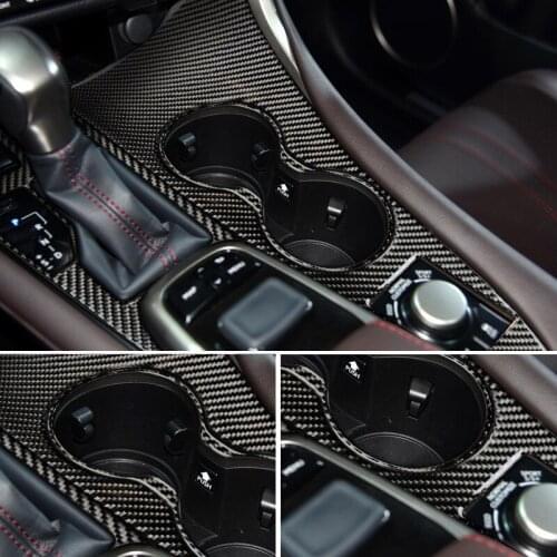 Mutips Car Gear Shift Water Cup Holder Panel Trim Frame Cover LHD Carbon Fiber Sticker For Lexus RX300 270 200T 450H 2016-2019