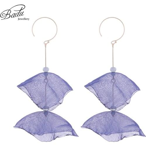 Badu Bohemian Yarn Flower Earring Copper Round Hoop Long Earrings for Women Christmas Jewelry Gift for Girls Wholesale