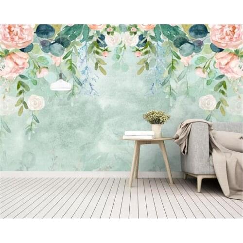 Beibehang Custom photo 3d wallpaper Nordic small fresh hand-painted watercolor cartoon flowers mural background wall wallpaper