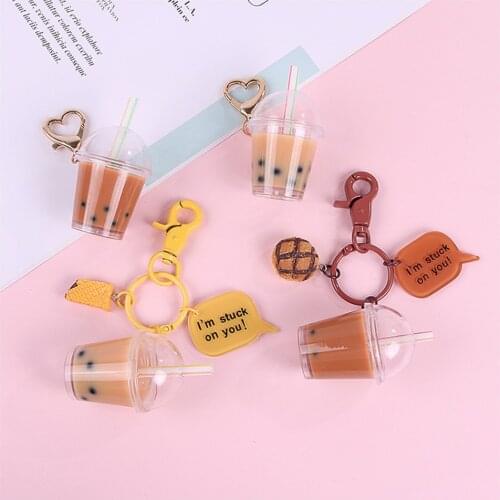 Japanese Cute Funny Bubble Cup Keychain Clouth Pendant Car Keys Decor Couples' Keyrings for Airpods Case Bag Bakpack Charms Gift