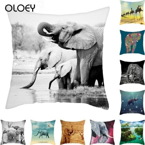 Elephant Cushion Cover 21 Pillowcase 45x45cm Home Decoration Pillowcase Home Decoration Accessories Hotel Car Seat Decoration