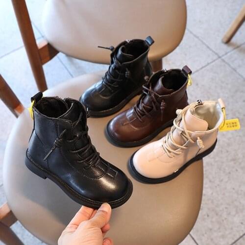 Children British Style Martin Boots Girls Fashion Single Leather Short Boots Boys Autumn Spring Handsome Martin Boots