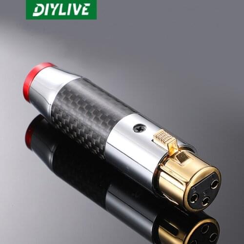 DIYLIVE 2 pieces carbon fiber balanced plug head copper plated power amplifier signal head carnon head audio cable XLR head