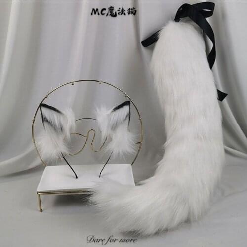 White fox hand-made simulation lolita beast ears cos wolf ear clip KC beast tail lo mother cat ears fox ears headwear