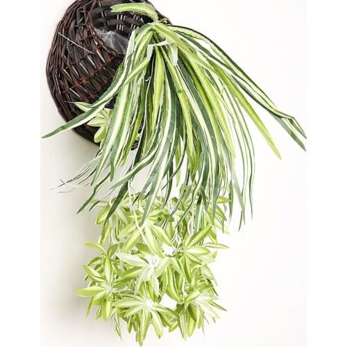 60cm White Green Artificial Chlorophytum Vine Rattan for Home Garden Office Bedroom Living Room Decoration Hanging Fake Plants