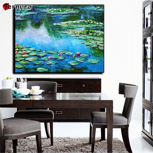 Monet oil painting DIY round square diamond embroidery Pond lotus pattern cross stitch kits 5d diamond painting rhinestone