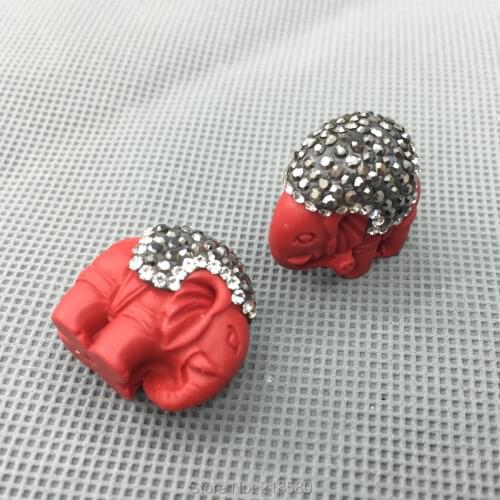 M51127591 Red Budder Charm with Gunblack and Clear or Gold Rhinestone