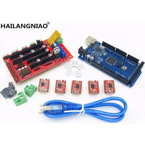 Mega 2560 R3 + 1pcs RAMPS 1.4 Controller + 5pcs A4988 Stepper Driver Module for 3D Printer kit