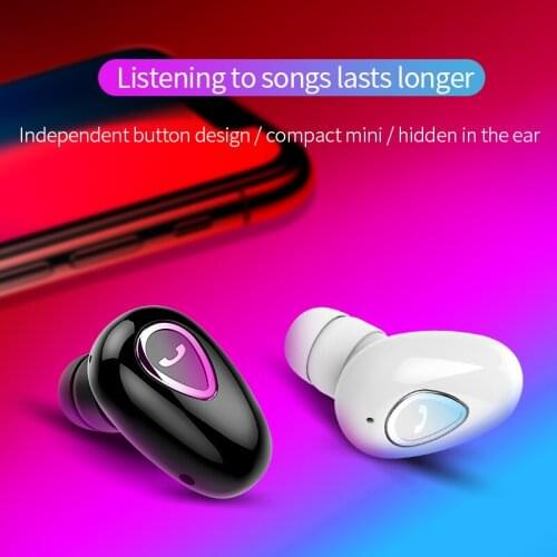 Mini Single Earphones Wireless Earbuds In Ear Handsfree With Mic Stereo Sport Bluetooth-compatible Headset For All Smart Phone