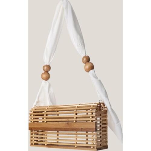 Fashion Bamboo Woven Hard Handbag Women Solid Soft Handle Hollow Shoulder Bag WomenS Vintage Vacation Handbag Woman Summer 2021