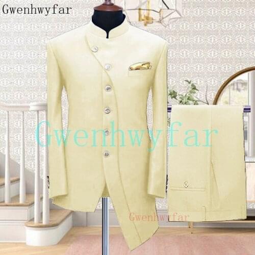 Gwenhwyfar Tailor Made Fashion Single Breasted Beige Blazer With Pants Slim Fit Groomsmen For Wedding Dinner Party Male Cloth