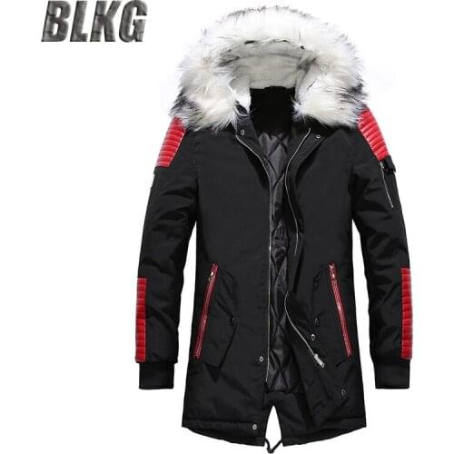 Winter Parkas Jacket Men Mid-long Hooded Fur Hooded Collar Windbreaker Keep Warm Parka Coat Male Plus Size M-XXXL Men Clothing