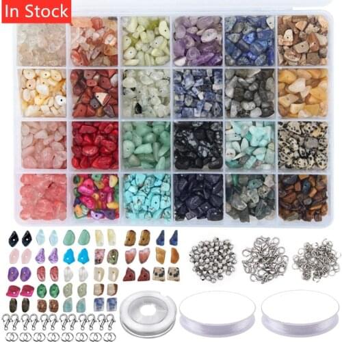 1323Pcs Irregular Gemstone Beads Kit with Spacer Beads Lobster Clasps Elastic Jump Rings for DIY Jewelry Making Supplies