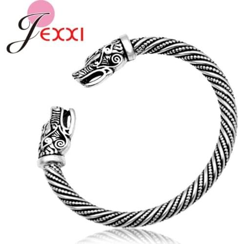 Sterling Silver Genuine 925 Jewelry Chinese Dragon Open Bangle Bracelet For Women Men 925 Sterling Silver Bijoux New Design
