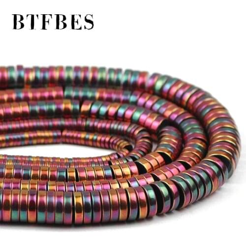 Natural Hematite Stone 3/4/6/8mm Rose Red Flat Round Spacers Loose Beads For Handmade Jewelry Making Diy Bracelets Findings