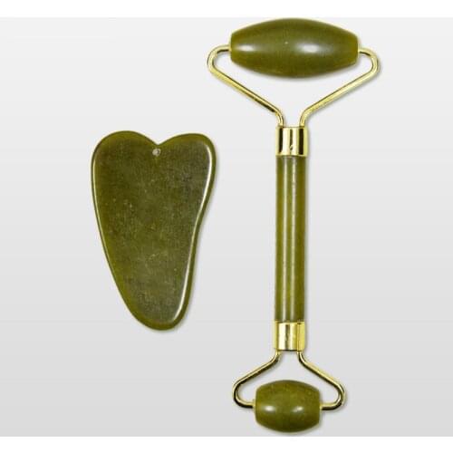 Natural Jade Scraping Board Double Head Roller Face Lift Skin Arm Neck Eye Meridian Physiotherapy Massage Beauty Care Spa Tool