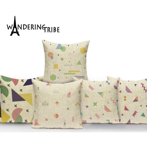 Geometric Printing Pillow Cases Decorative Sofa Cushions 45x45 Cartoon Style Cover for Pillow Nordic Autumn Decor Nordic Home