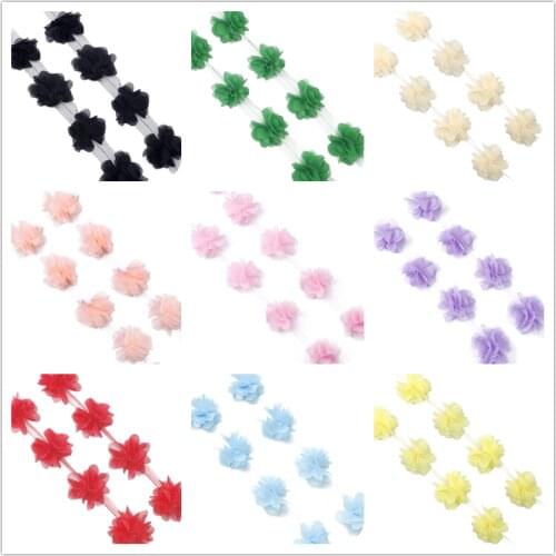 New Arrival Handmade Flowers Chiffon Lace Wedding Ribbon Trim For Fabric Applique Sewing Wedding Decoration Accessories