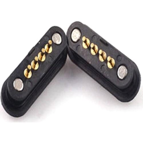 5 Pair Spring Loaded Header Male Female 4 Pins Magnetic Pogo Pin 2.50 mm Grid Strip Straight Through Hole 2.0A 36V