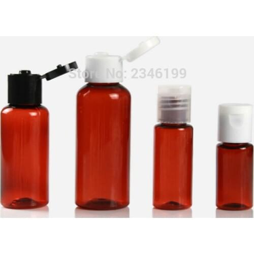 Empty Plastic Bottle 30ml Empty Brown Plastic Bottle 50ml Empty White Cover Cosmetic Container Flip Cover Plastic Bottle 50pcs
