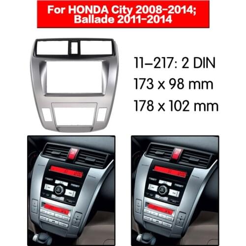 2 Din Car Fascia Panel Refitting Trim kit DVD Player Frame for Honda City Ballade Auto AC 2008-2012 car radio frame