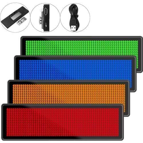 Adjustable LED Mini Digital Rechargeable Scrolling Name Message Tag Sign Programmable 4 levels Brightness Chest Card 7 Colors