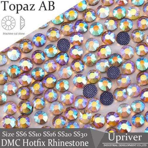 Upriver Topaz AB SS6-SS30 DMC Flitter Loose Strass Hotfix Rhinestones DIY Stones