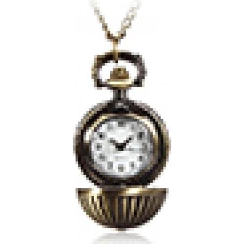 Retro Ball Metal Steampunk Quartz Necklace Pendant Chain Small Pocket Watch