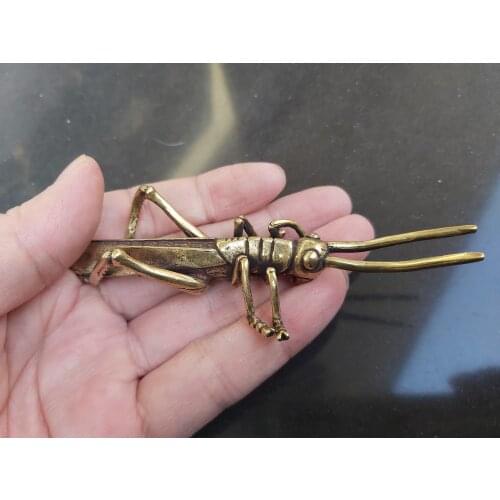 Statue antique Pure brass statue Acridid; locust; grasshopper copper ORNAMENT solid brass frog fragrance tea ornament