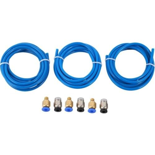 PTFE tube Ptfe Blue Tubing(1.5 Meters) With 3 Pieces Pc4-M6 Fittings And 3 Pieces Pc4-M10 Male Straight Pneumatic Pefe Tube Push